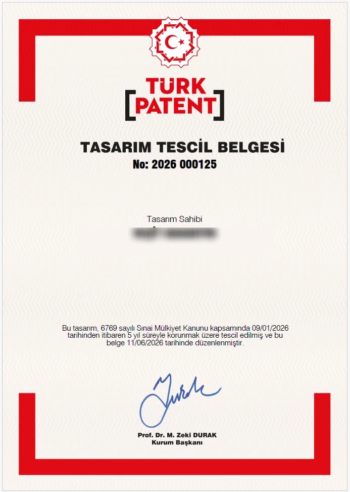 Türk Patent Tasarım Tescil Belgesi — No 2026 000125